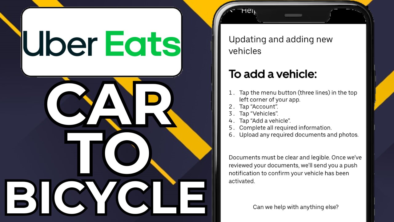 HOW TO CHANGE UBER EATS CAR TO BICYCLE