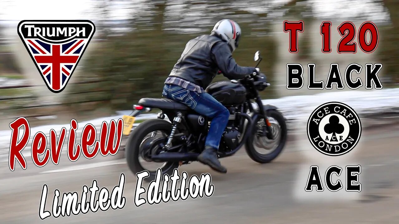 Triumph T120 Ace Black Limited Edition Review. Ace Cafe 1200cc Bonneville Modern Classic Motorbike