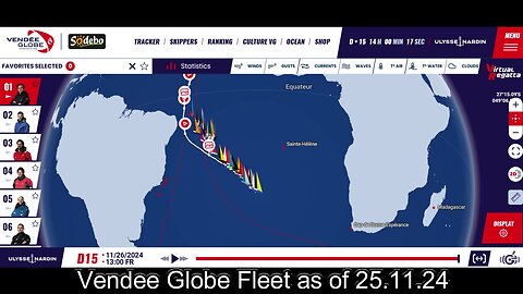 "ALL ABOARD" THE St HELENA EXPRESS Vendee Globe Day 15 Onboard Sam, Jeremie, Louis, Boris, Romain..