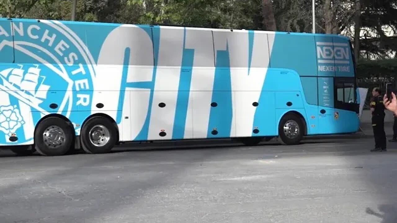 Manchester City team bus jeered on arrival at the Bernabeu