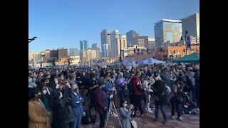 Moment of Silence outside Coors Field as Atlanta Victims' names are read during candle light vigil