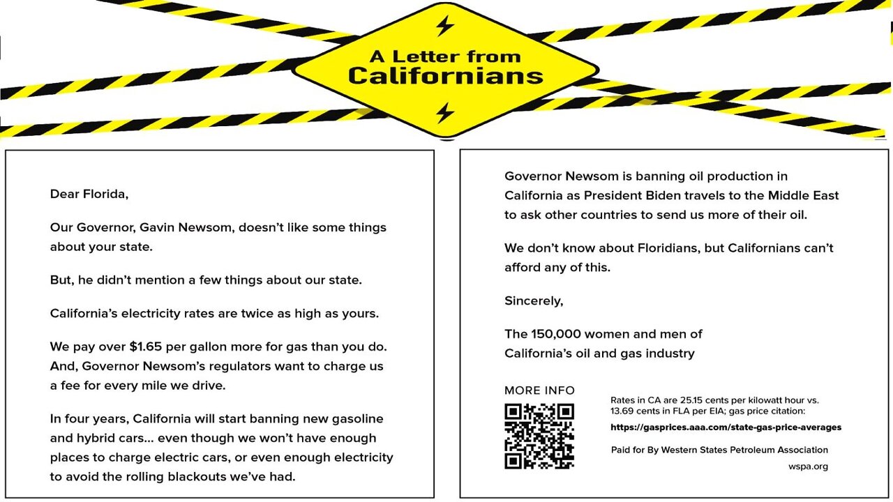 Democrat Newsom Campaign Letter From California Message For Florida Fail