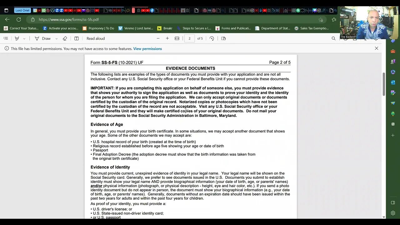 What is the SS5-FS FORM Vs. the SS5 FORM? Application or update of the SS Card.