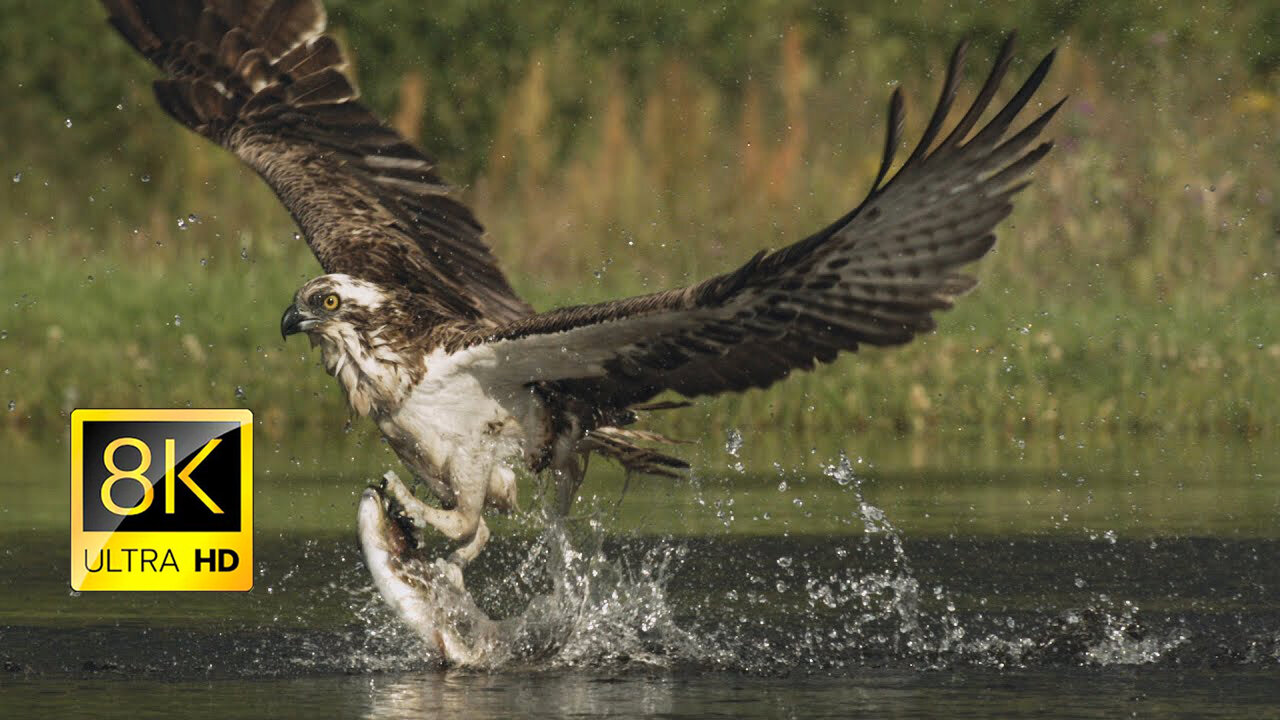 An osprey fishing in spectacular super slow motion