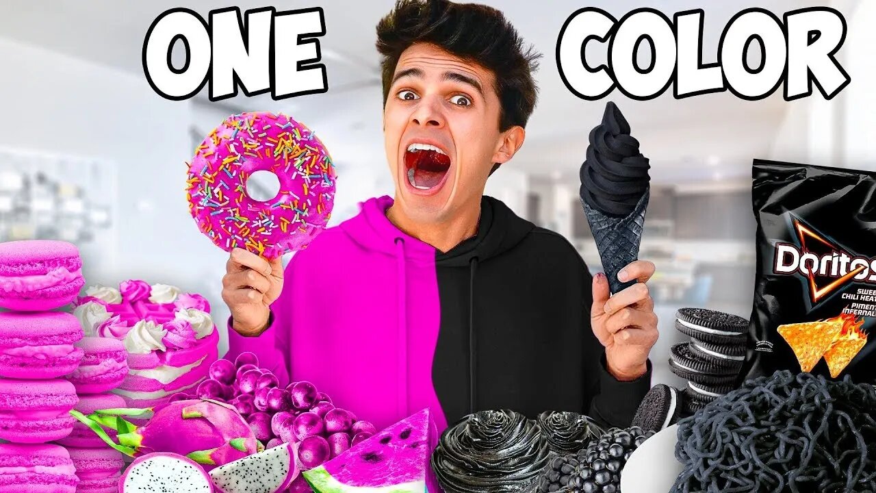 Eating Only ONE Color of Food for 100 Hours! Black VS Pink