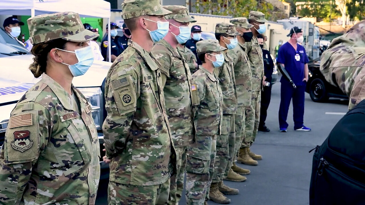 U.S. Defense Secretary Lloyd Austin visits the Cal State LA COVID-19 community vaccination center