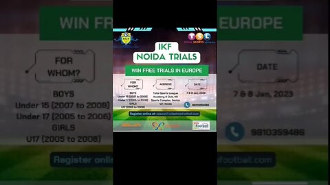 IKF S2 Noida Trials.For Registration go to description box.#trials#indianfootbal#indianhelofootball