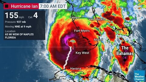 BREAKING #Ian's max winds are now 155 mph (Cat 5 status 157mph.) LATEST UPDATES