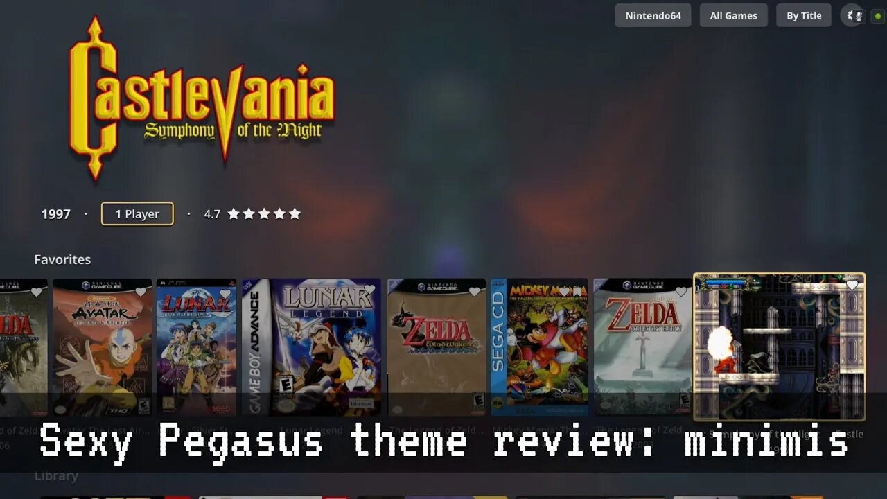 Amazing Pegasus FE theme on Android: Minimis & RetroArch (emulator software)