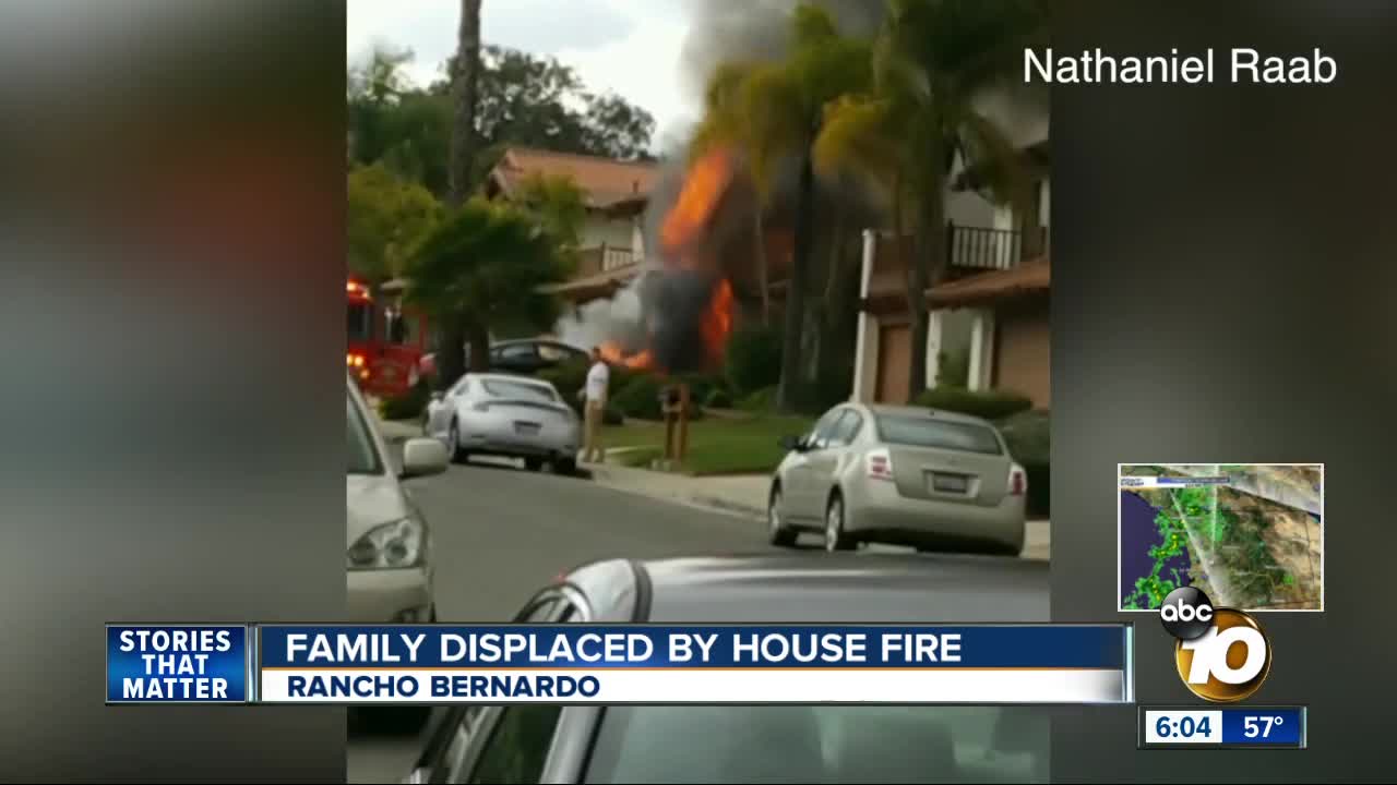 Rancho Bernardo family displaced after house fire