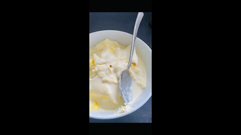 Homemade butter making process.