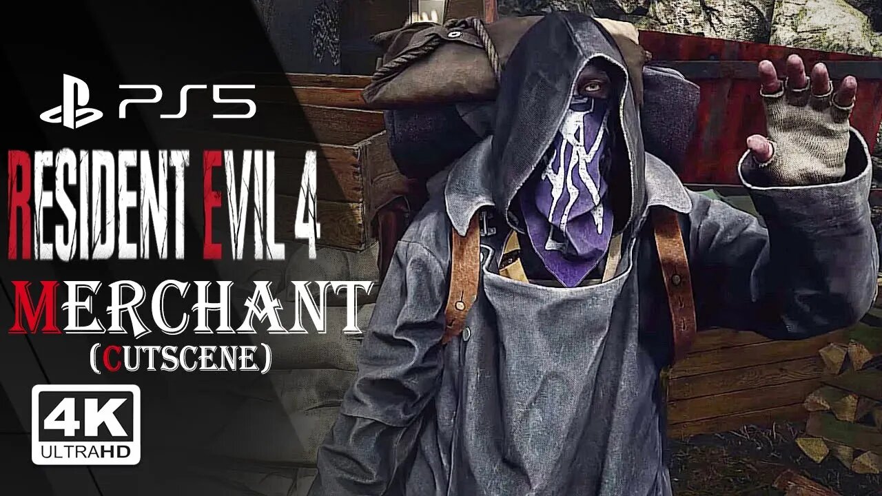 RESIDENT EVIL 4 REMAKE - MERCHANT CUTSCENE (PS5)✔️4K 🎵ᵁᴴᴰ 60ᶠᵖˢ