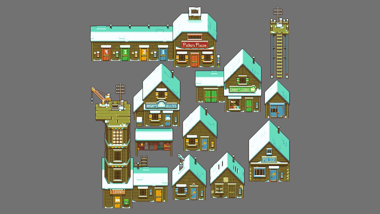 Alchemic Cutie: Winter Buildings Pixel Art (Timelapse)