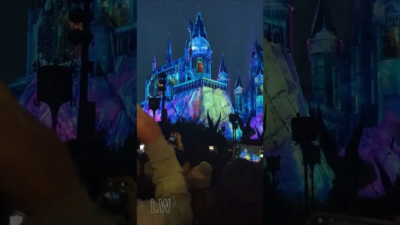 Nighttime Lights At Hogwarts Castle 2 of 3 Christmas Universal Orlando Harry Potter #shorts