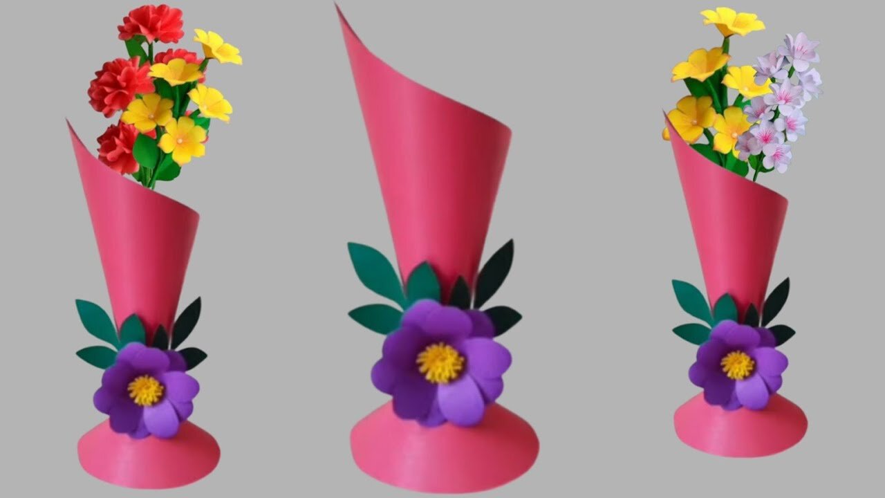 DIY Flower Vase / How to Make Flower Vase / Quick Easy Flower Vase / Paper Craft For Home Decor