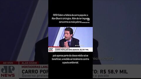 Sobre a falácia do carro popular, o Alan Ghani é cirúrgico