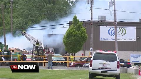 Industrial fire on Cleveland's west side at recycling center near the airport