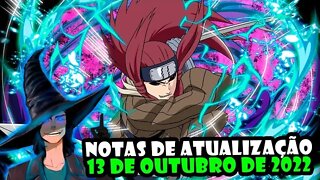 NOTAS DE ATUALIZAÇÃO 13 DE OUTUBRO DE 2022 - NARUTO ONLINE #narutoonline #tomoyosanbruxao #eventos