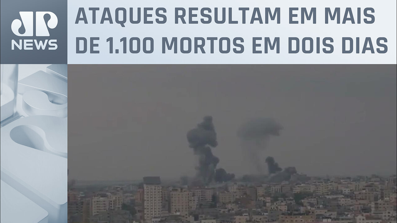 Imagens mostram explosões na Faixa de Gaza no terceiro dia da guerra