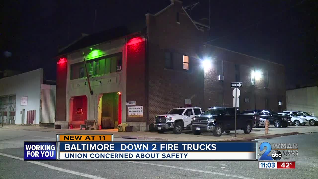 Baltimore City down two fire trucks, union concerned about safety