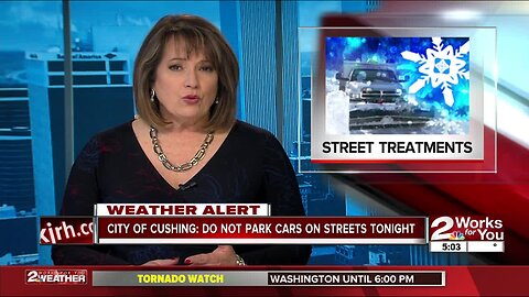 City of Cushing: Do not park cars on streets tonight