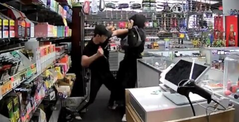 Store Owner Wards Off Three Robbers Stabbing One Multiple Times at Los Vegas Smoke Shop.