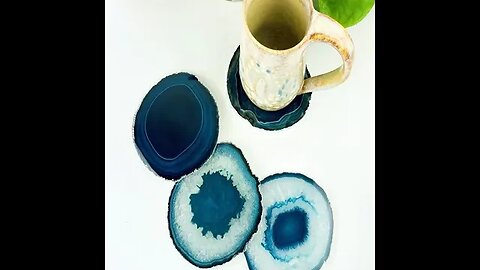 TEAL AGATE COASTERS SET - (SET OF 4)