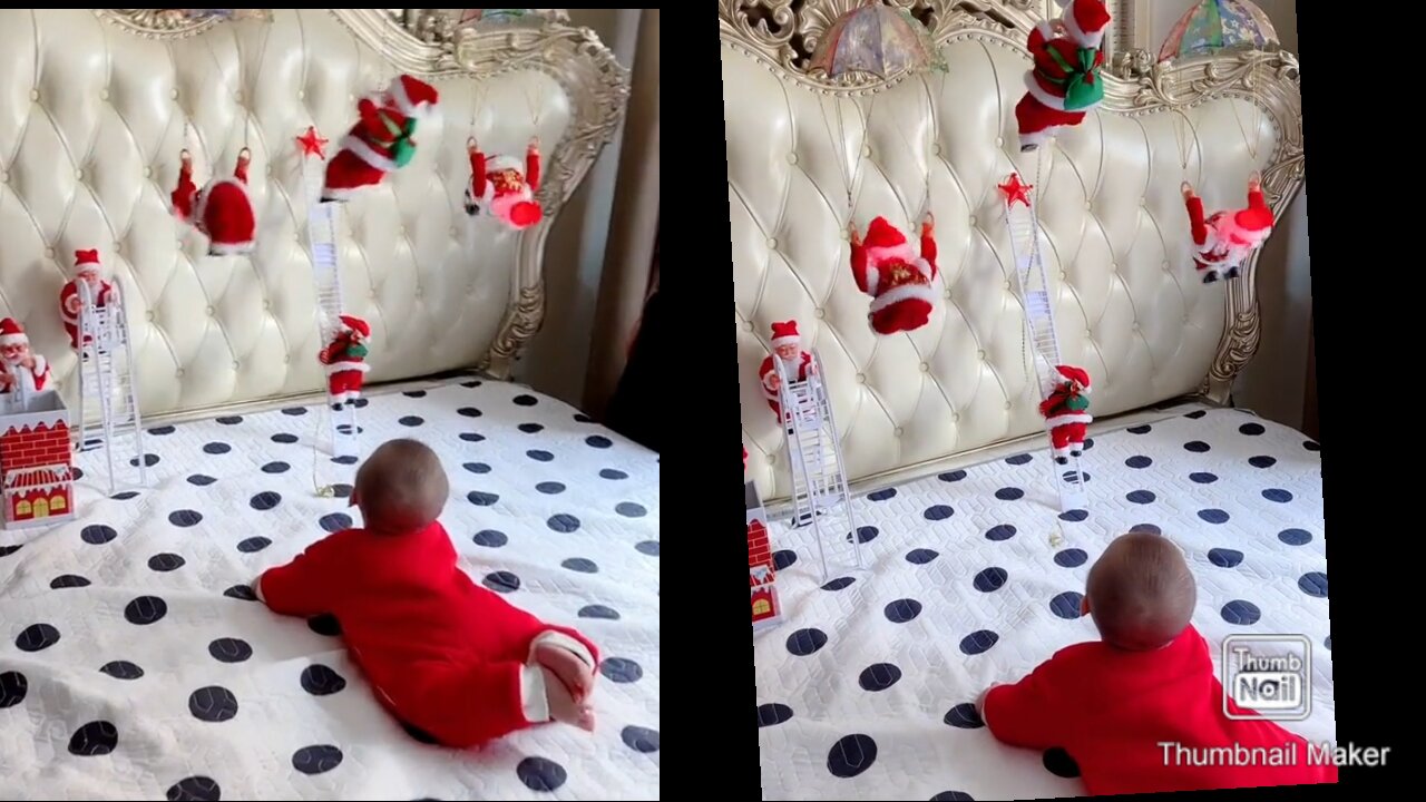 cute baby christmas toy play.2. funny video