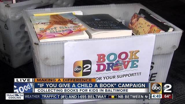 If You Give a Child a Book campaign collecting books for kids in Baltimore