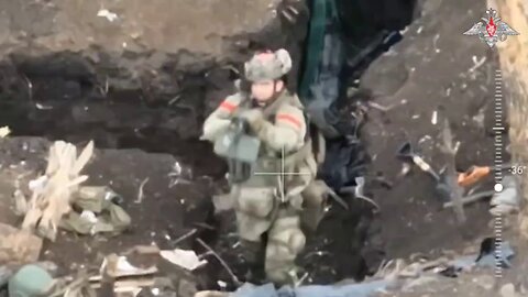 A Russian paratrooper shoots down a Ukrainian heavy quadcopter “Baba Yaga” with a well-aimed burst