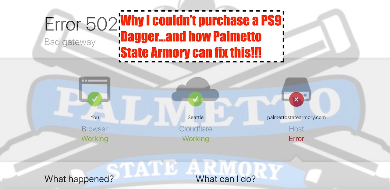 WHY I couldn't purchase a PS9 Dagger!!! And how Palmetto State Armory can fix this!!!