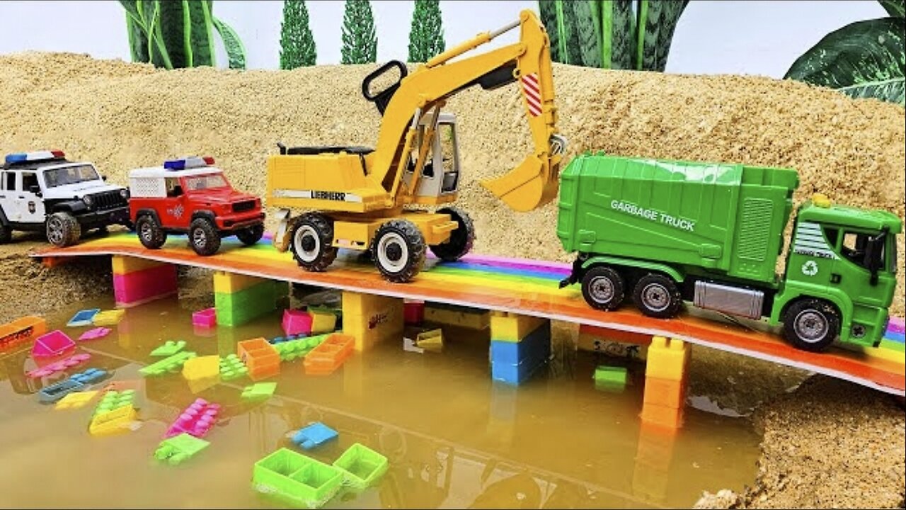 Build bridges with excavators construction vehicles