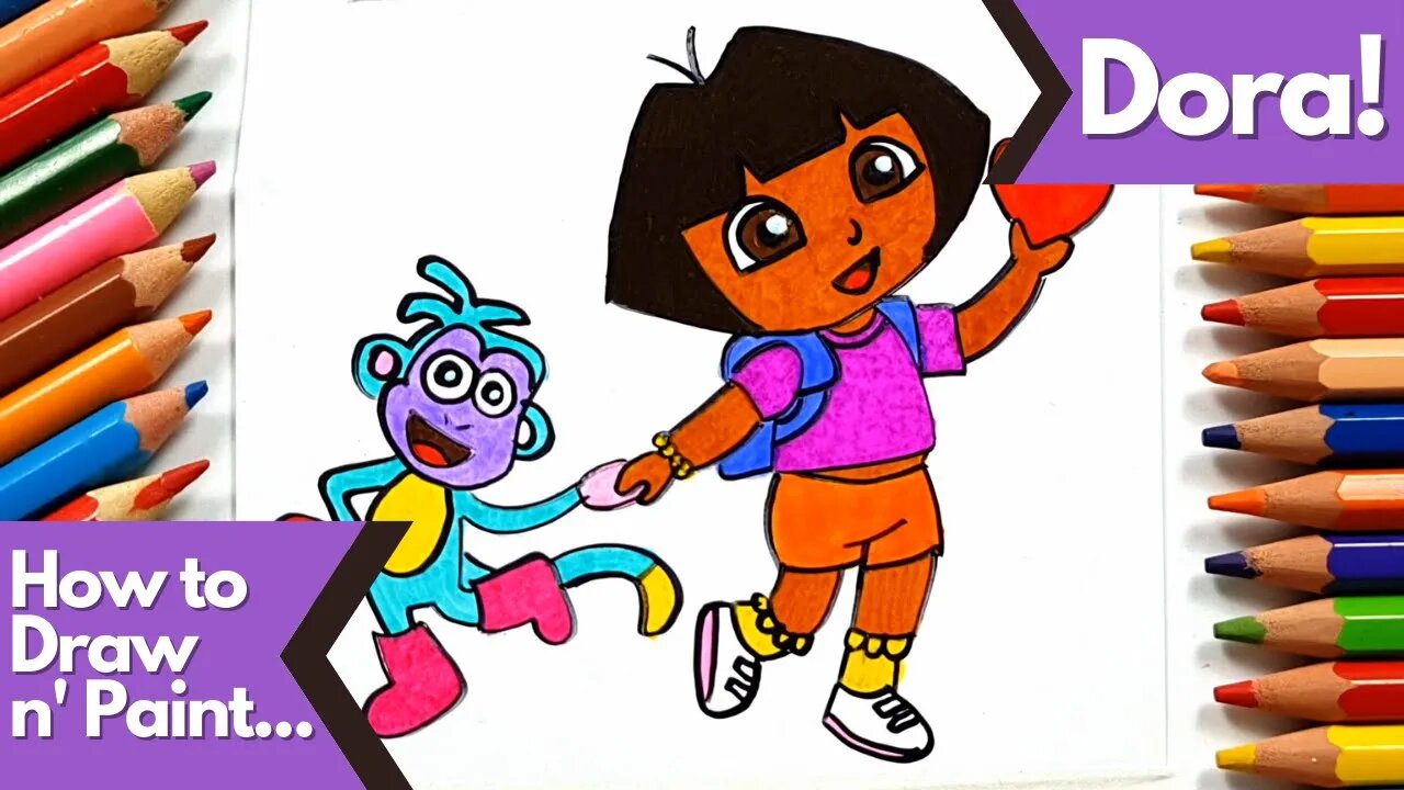 How to Draw and Paint Dora the Explorer so cute