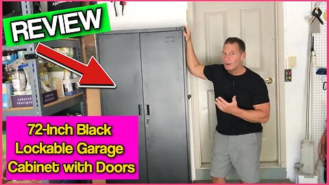 72 Inch Black Lockable Garage Cabinet with Doors