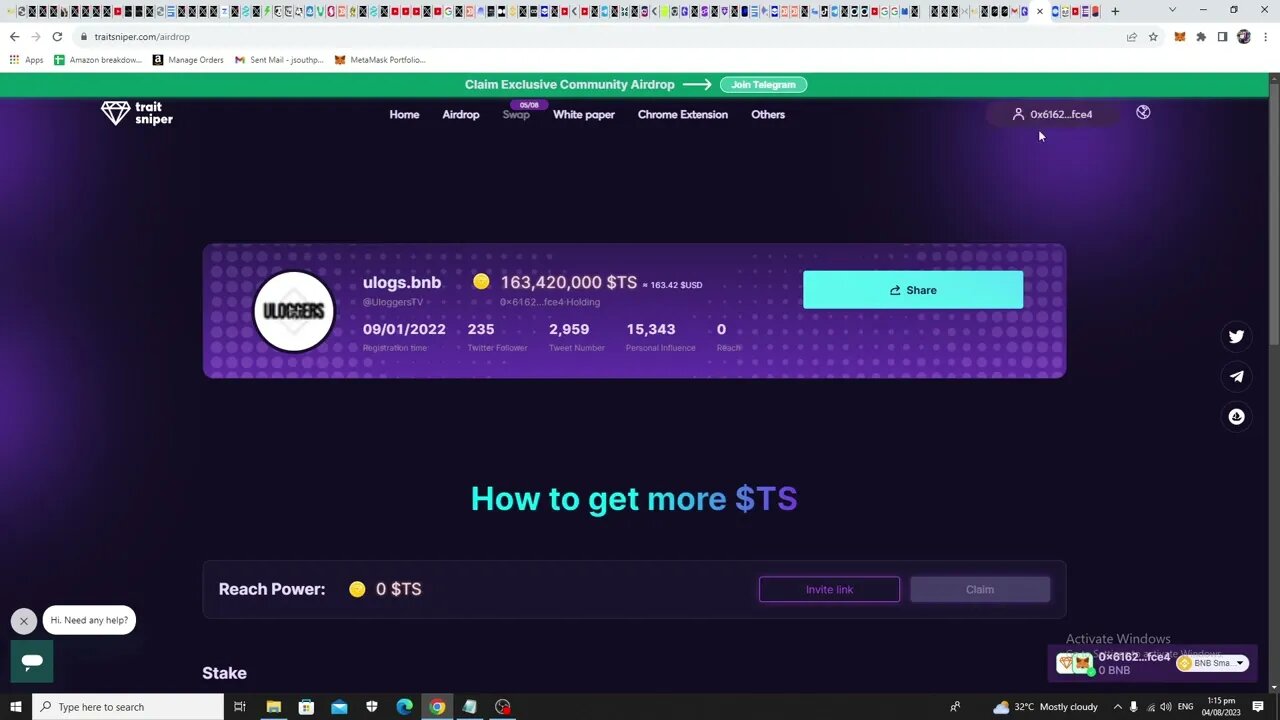 Need Free BNB To Claim Traitsniper $TS Airdrop?