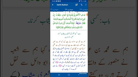 Hadees SHARIF Sahi bukhari SHARIF hadees number #226 in arbic urdu and English language