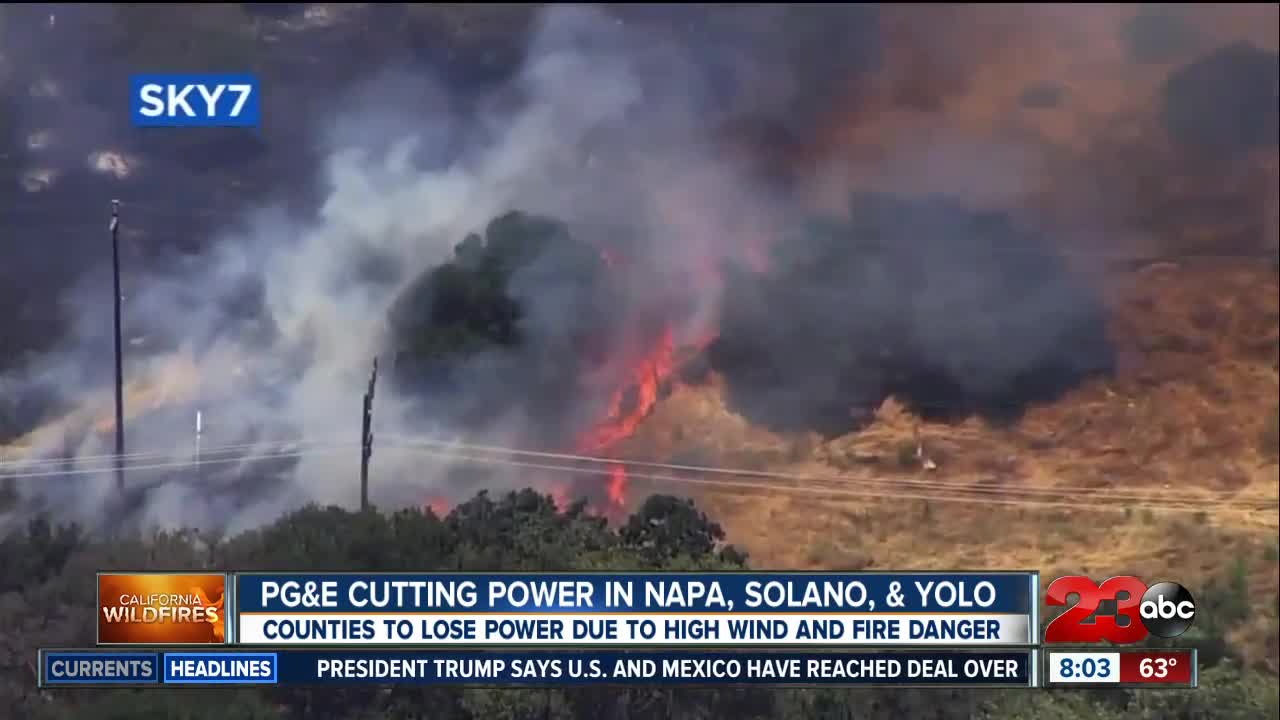 PG&E cutting power in Napa, Solano, and Yolo County