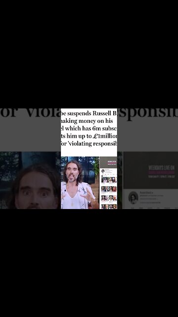 YouTube suspends the monetisation of Russell Brand's channel #RussellBrand #YouTube #monetisation