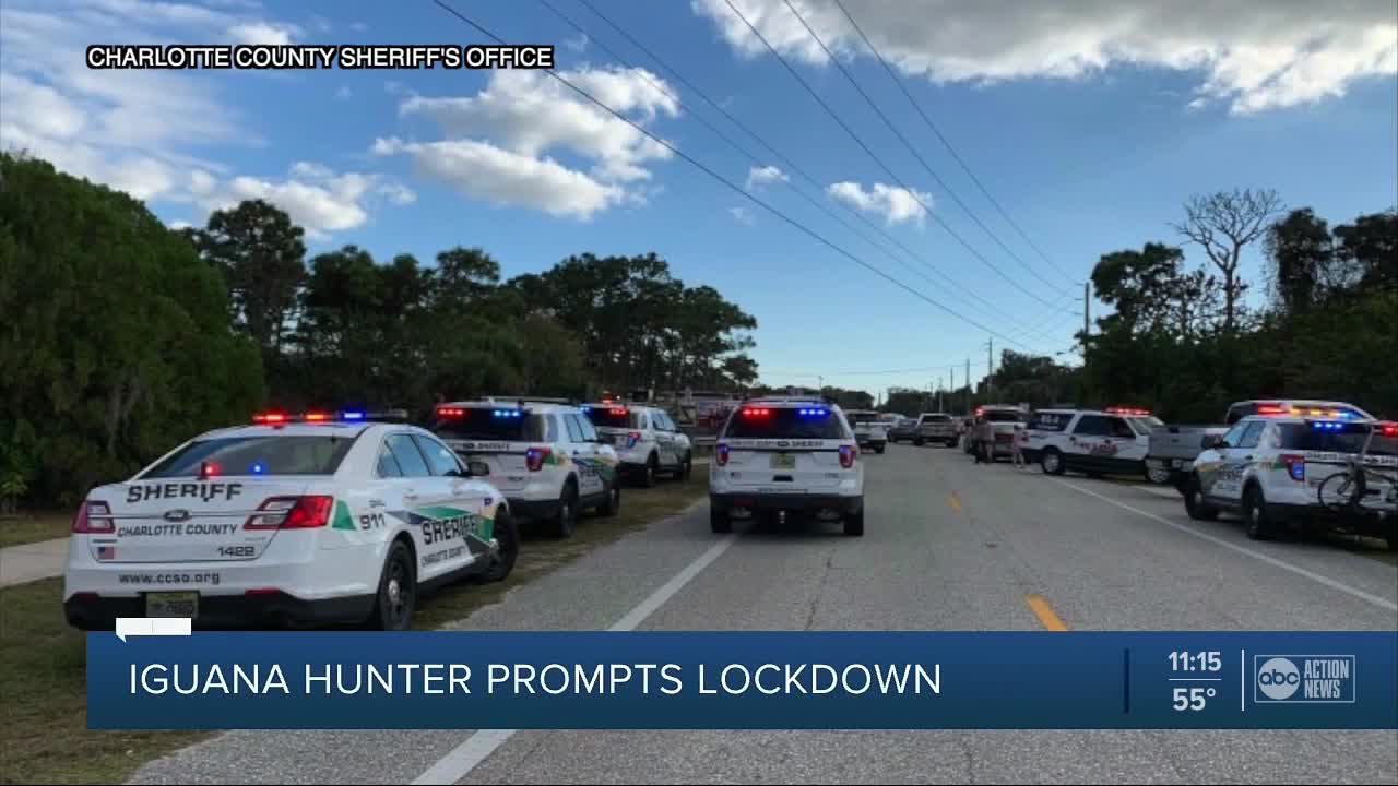 Man hunting iguana prompts lockdowns at nearby schools