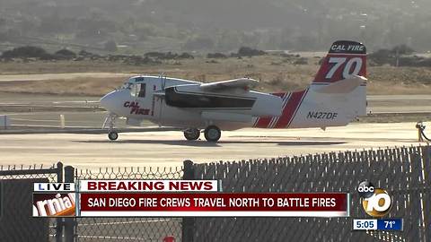 San Diego fire crews travel north to battle fires