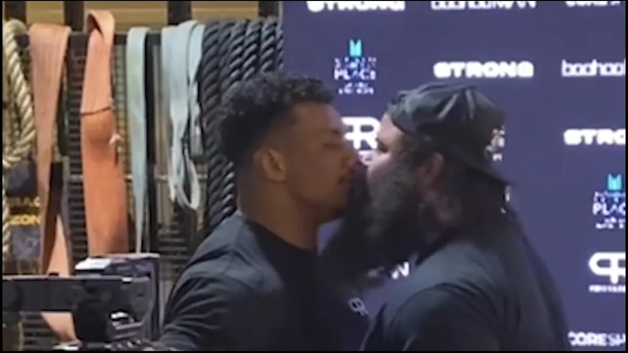 Brandon Allen kisses Larry Wheels