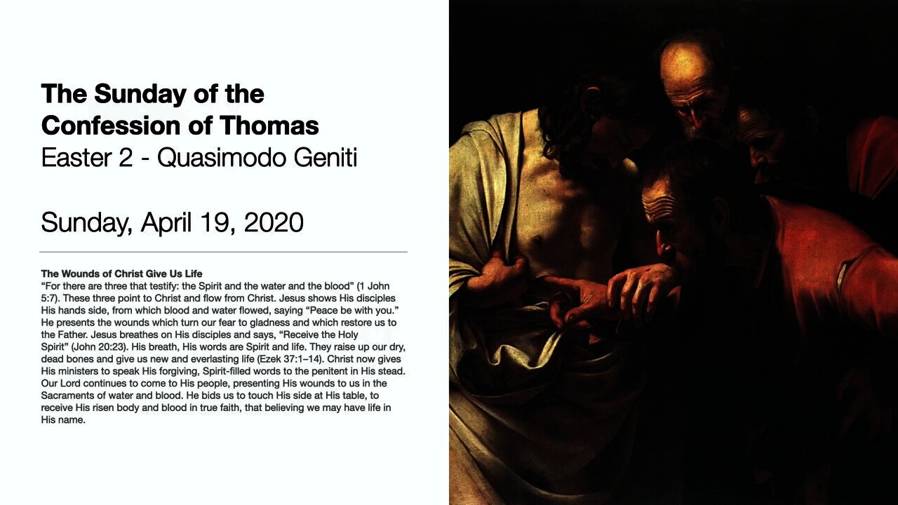 Morning Prayer for the Sunday of the Confession of Thomas - Easter 2, 2020