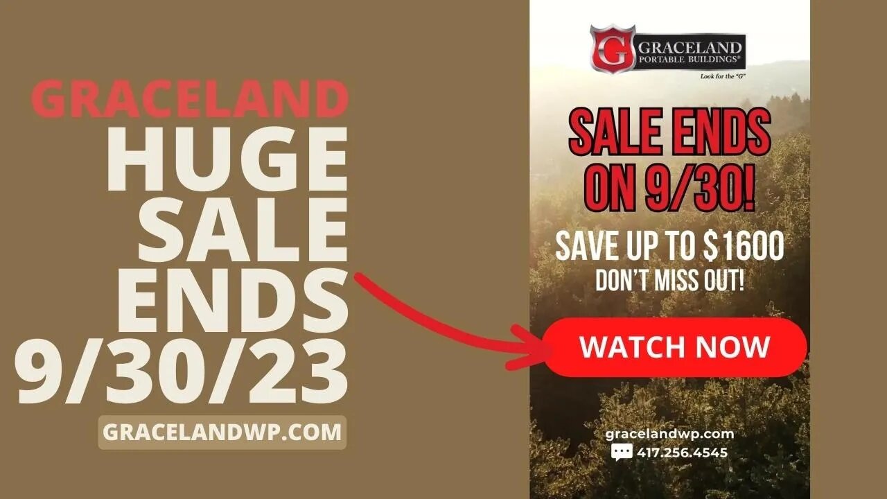 🤩SAVE Up To $!600 NOW thru 9/23👍 Graceland Portable Buildings 🔎 💬MESSAGE ME NOW!