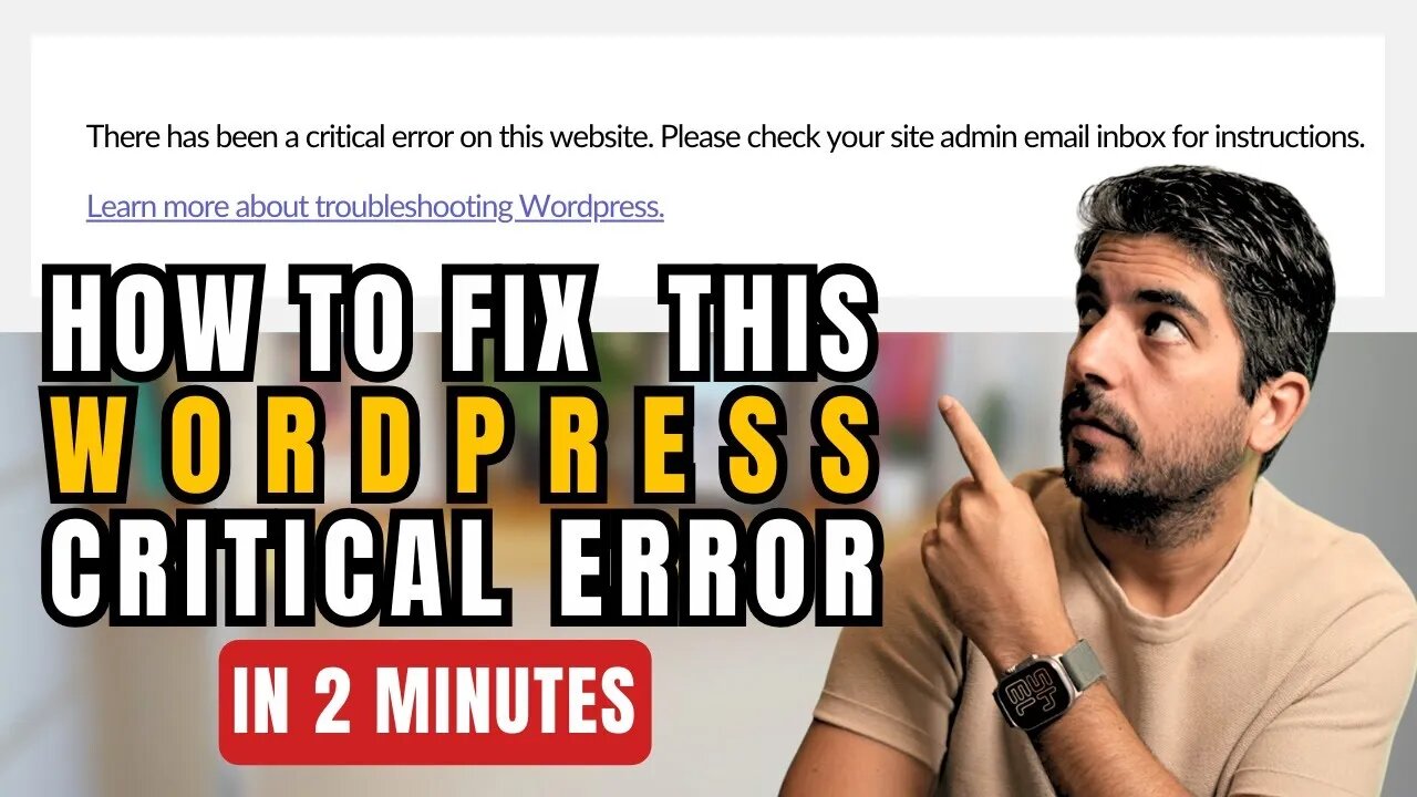 How To Fix "There Has Been a Critical Error on Your Website" In 2 Minutes | WordPress Site Is Down