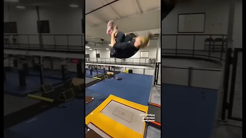 Double backflip off a treadmill 😳 Parkour trampoline free running tricking 🔥