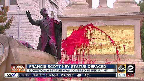 Francis Scott Key statue vandalized in Baltimore