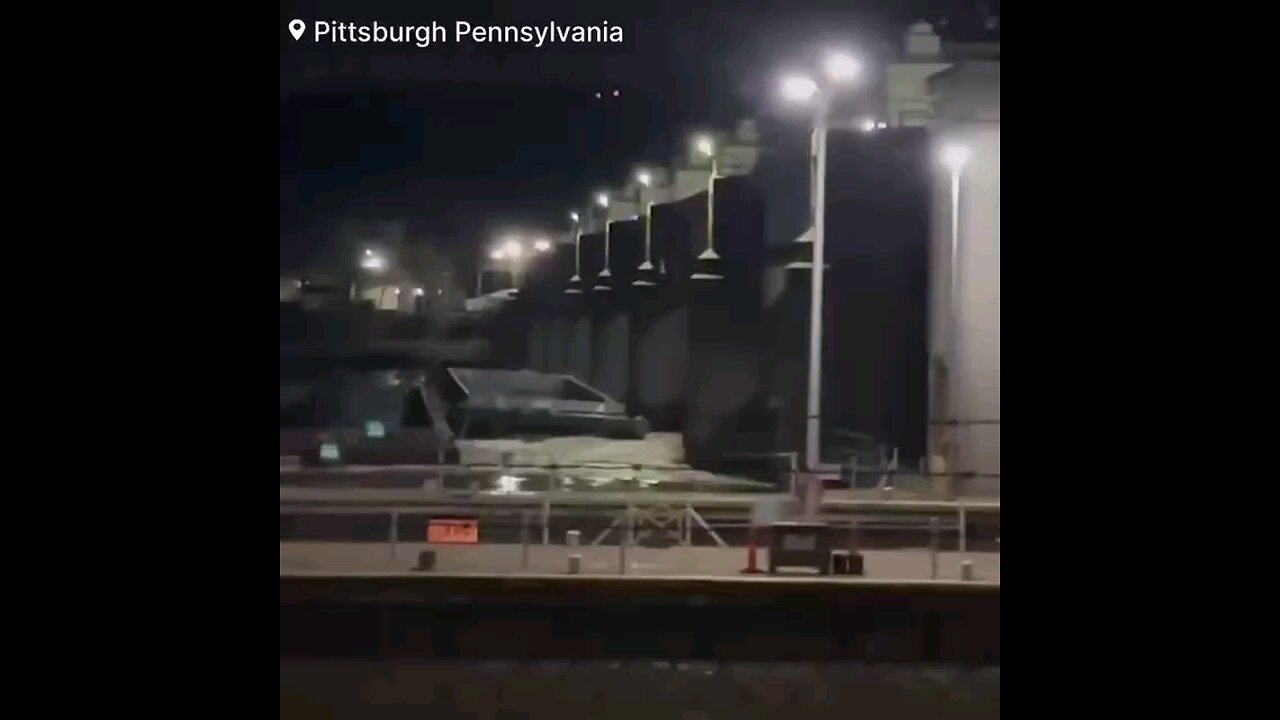 Footage shows approximately 6-7 barges jammed up against the Emsworth Dam, with more expected