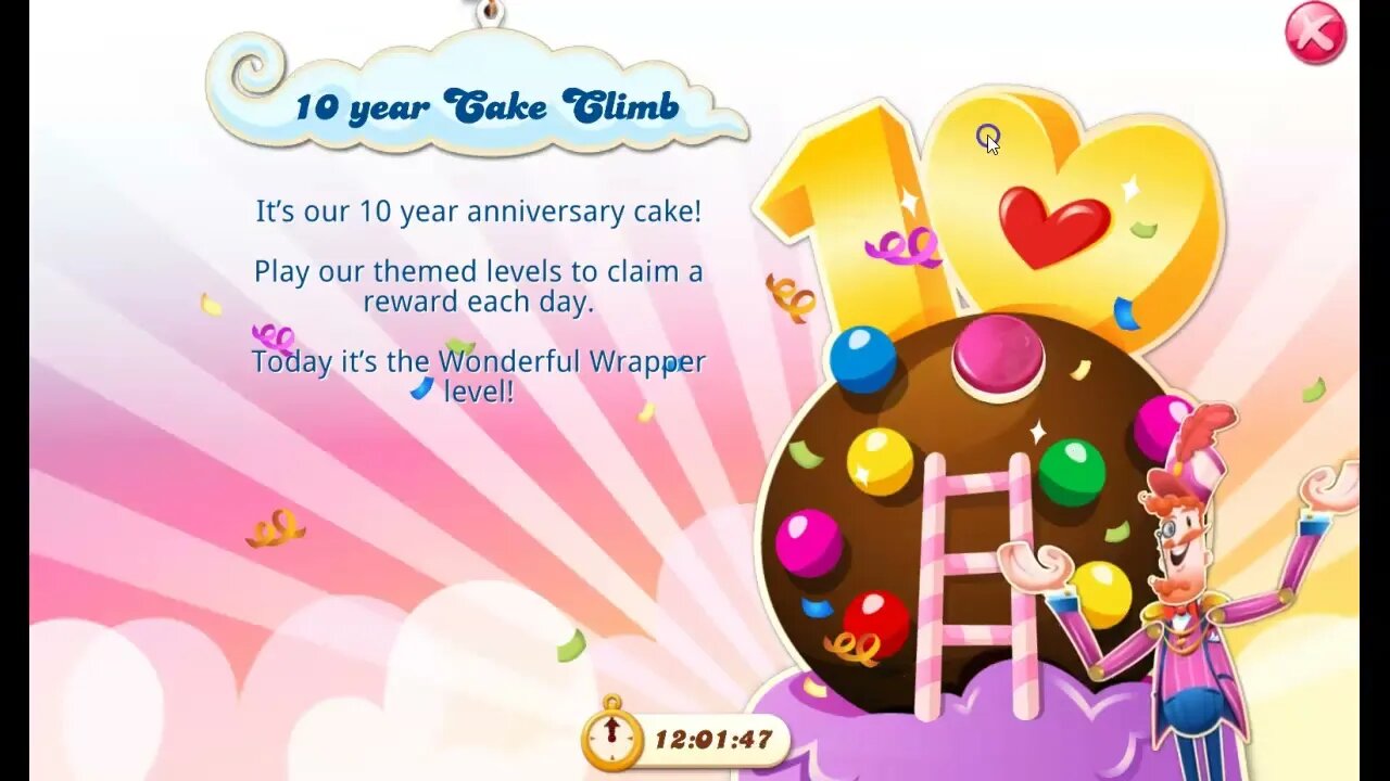 10 Year Cake Climb in Candy Crush Saga for 11/14/22...or not... :/