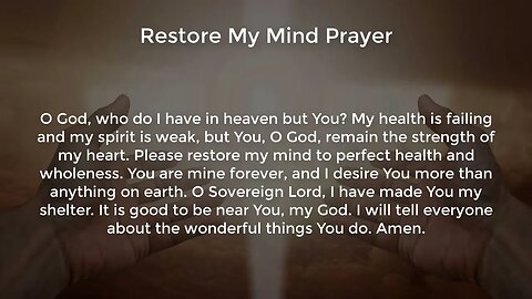 Restore My Mind Prayer (Prayer for Peace of Mind)