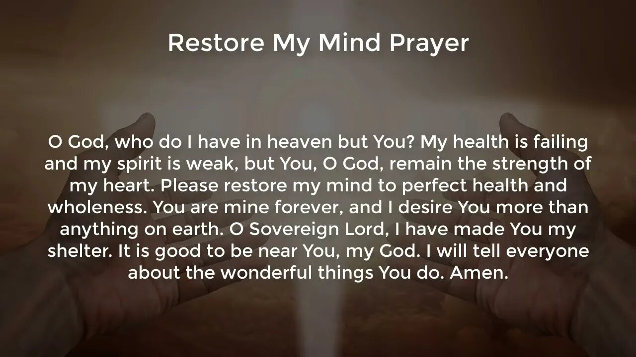 Restore My Mind Prayer (Prayer for Peace of Mind)